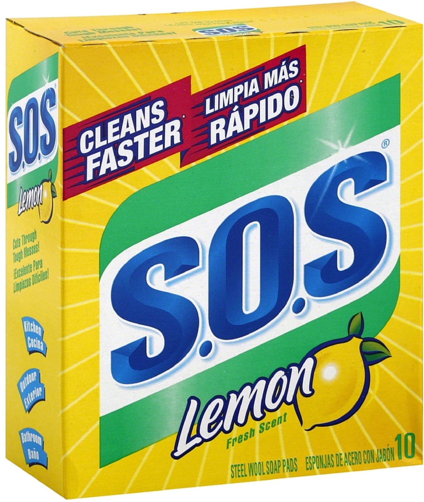 S.o.s Steel Wool Soap Pads, Lemon Fresh Scent 10 Ea (pack Of 2)