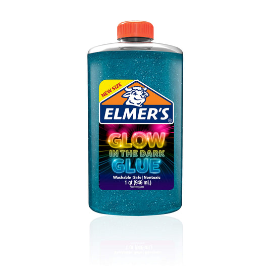 Elmers Glow In The Dark Liquid Glue, Washable, Blue, 1 Quart, Glue For Making Slime 32 Fl Oz (pack Of 1)