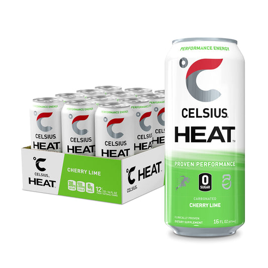 Celsius Heat Performance Energy Drink, Cherry Lime, 16 Fl Oz (pack Of 12) Heat Sparkling Cherry Lime 16 Fl Oz (pack Of 12)