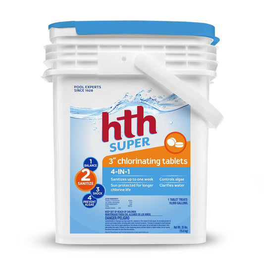 Hth 42014 Super 3-inch Chlorinating Tablets Swimming Pool Chlorine, 35 Lbs