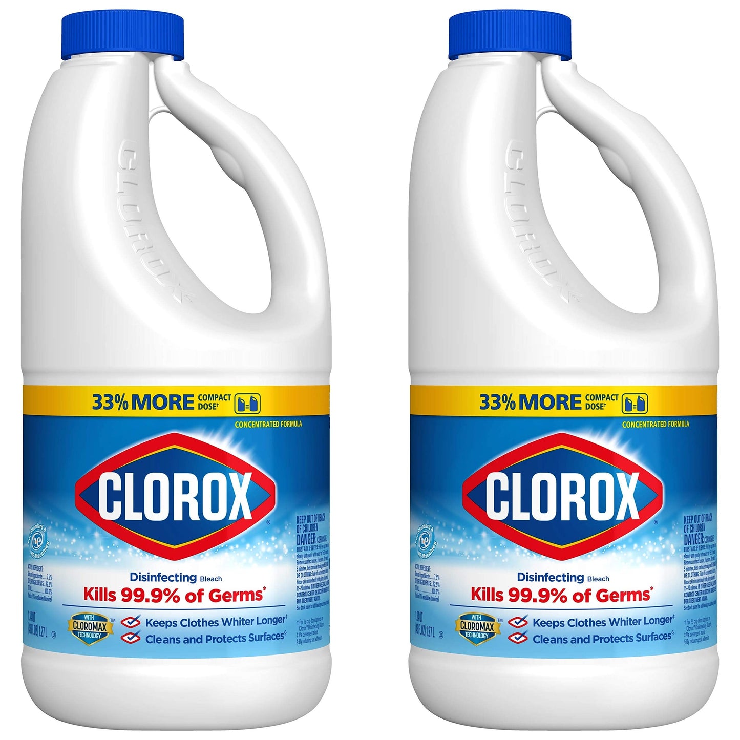 Clorox Splash-less Bleach, Concentrated Formula, Clean Linen, 40 Ounce Bottle - Pack Of 2 (package May Vary)