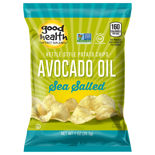 Good Health Kettle Style Potato Chips, Avocado Oil, Sea Salt, 1 Oz. Bag, 30 Pack  Gluten Free, Crunchy Chips Cooked In 100% Avocado Oil, Great For Lunches Or Snacking On The Go Sea Salt (chips) 1 Ounce (pack Of 30)