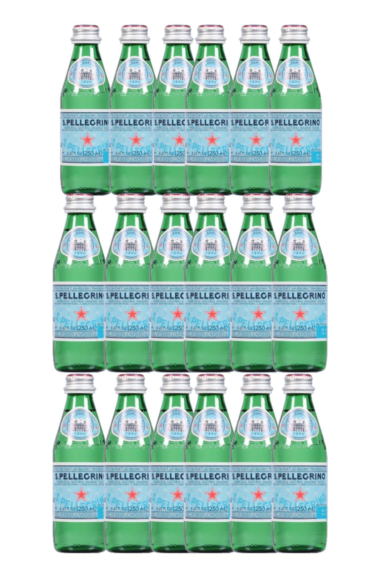 Cameo Selection - S. Pell Sparkling Natural Mineral Water, 8.45 Fl Oz. Glass Bottle (18 Count)