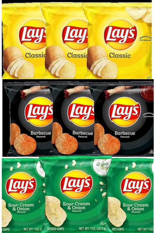 Cameo Selection- Potato Chip Original,barbecue, And Sour Crean Onion Variety (pack Of 9) 3 Bags Of Classic,3 Bags Of Barbecue, And 3 Bags Sour Cream & Onion