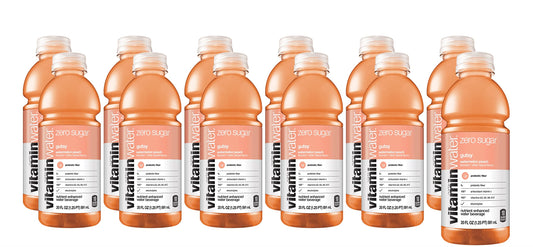 Vitaminwater Zero Sugar Gutsy Bottles, 20 Fl Oz, 12 Pack Watermelon Peach