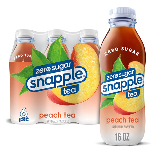 Snapple Diet Peach Tea, 16 Fl Oz Recycled Plastic Bottle, 6 Pack Peach 16 Fl Oz (pack Of 6)