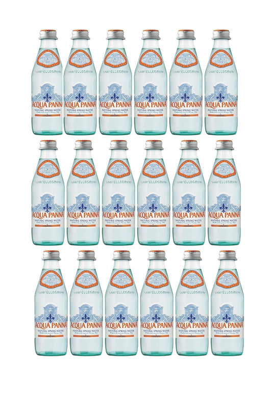 Cameo Selection - Acqua P Natural Spring Water, 8.45 Fl Oz Glass Water Bottles (18 Pack)