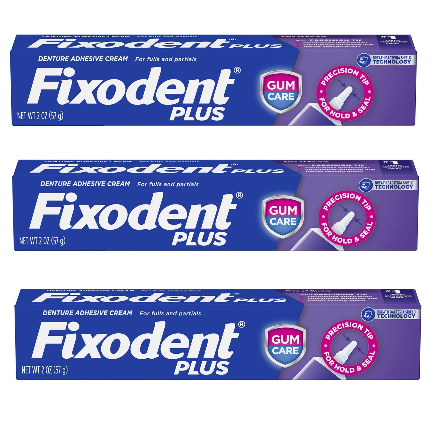 Fixodent Plus Denture Adhesive Cream 2 Oz (pack Of 3)