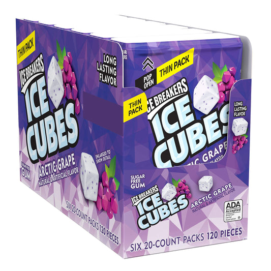 Ice Breakers Ice Cubes Arctic Grape, 1.62 Oz Thin Pack (6 Count) 20 Count (pack Of 6) Arctic Grape