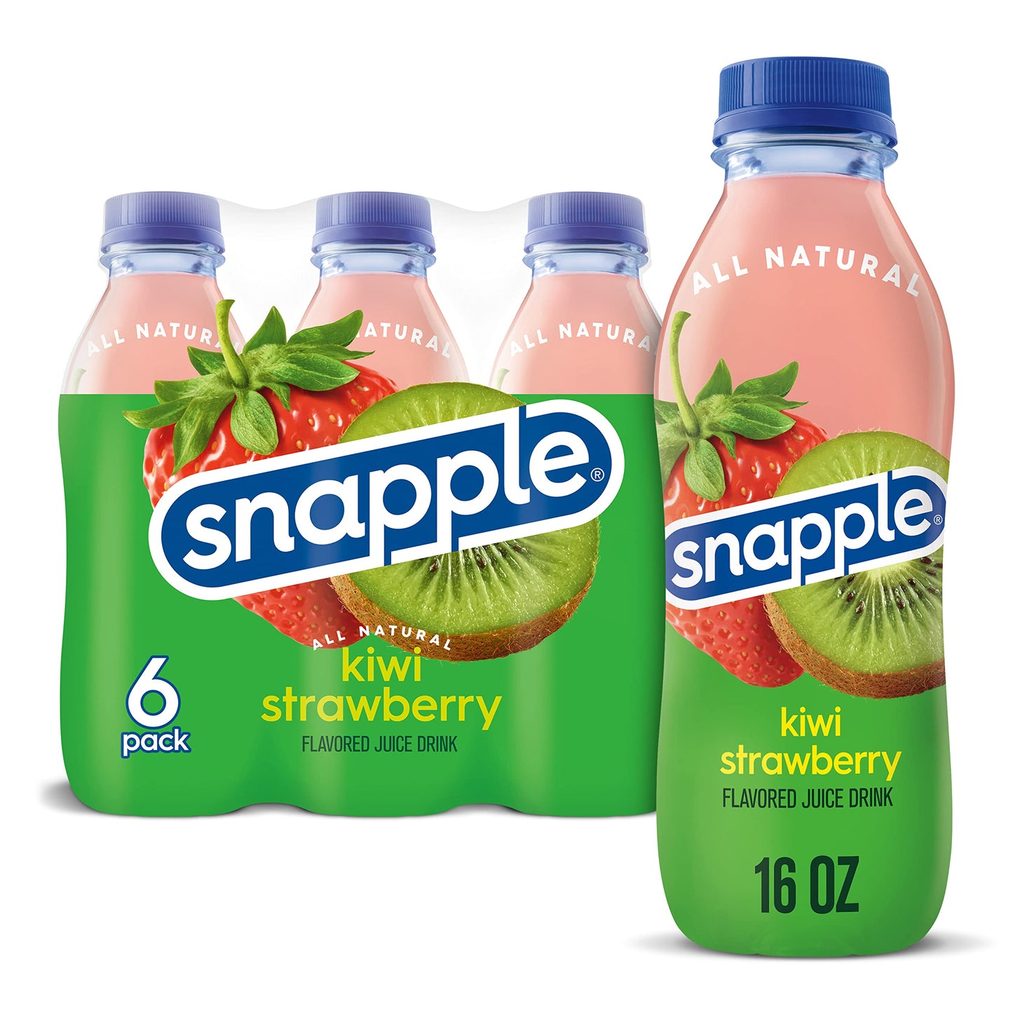 Snapple Kiwi Strawberry, 16 Fl Oz Recycled Plastic Bottle, 6 Pack