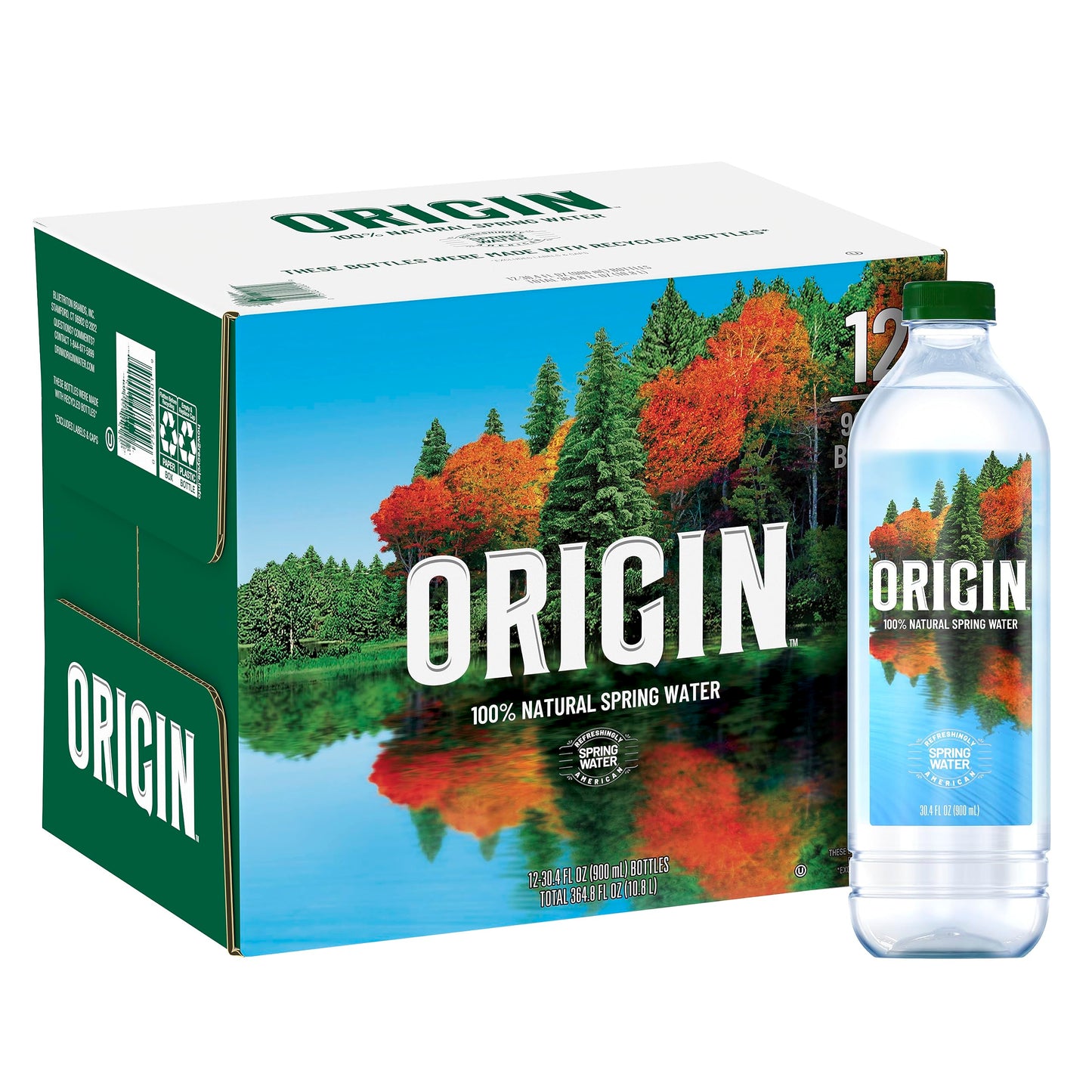 Origin, 100% Natural Spring Water, 900 Ml, Recycled Plastic Bottle, 30.4 Fl Oz (pack Of 12) Unflavored-12 Pack 30.4 Fl Oz (pack Of 12)