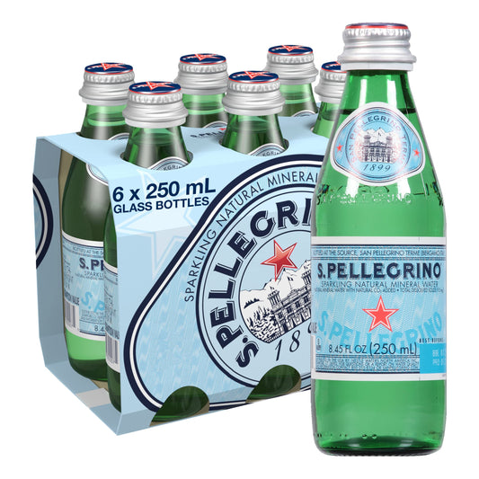 S.pellegrino Sparkling Natural Mineral Water, 8.45 Fl Oz. Glass Bottle (24 Count) 8.45 Fl Oz (24 Count)