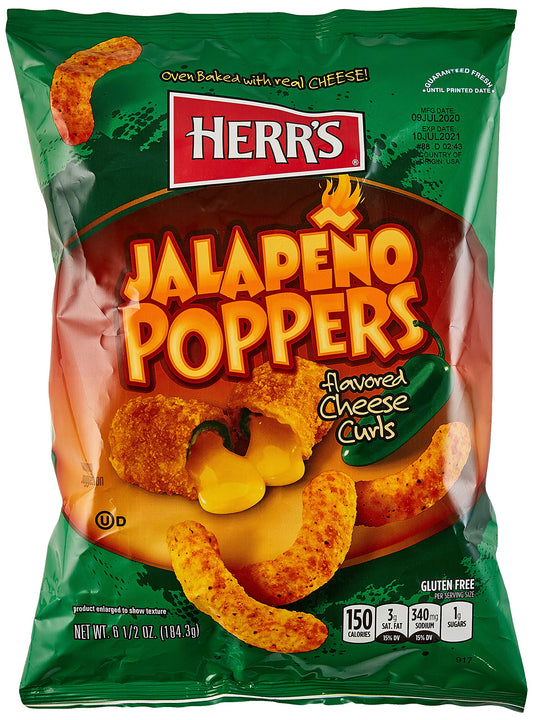 Herrs Jalapeno Poppers Cheese Curls 7 Oz (pack Of 3)