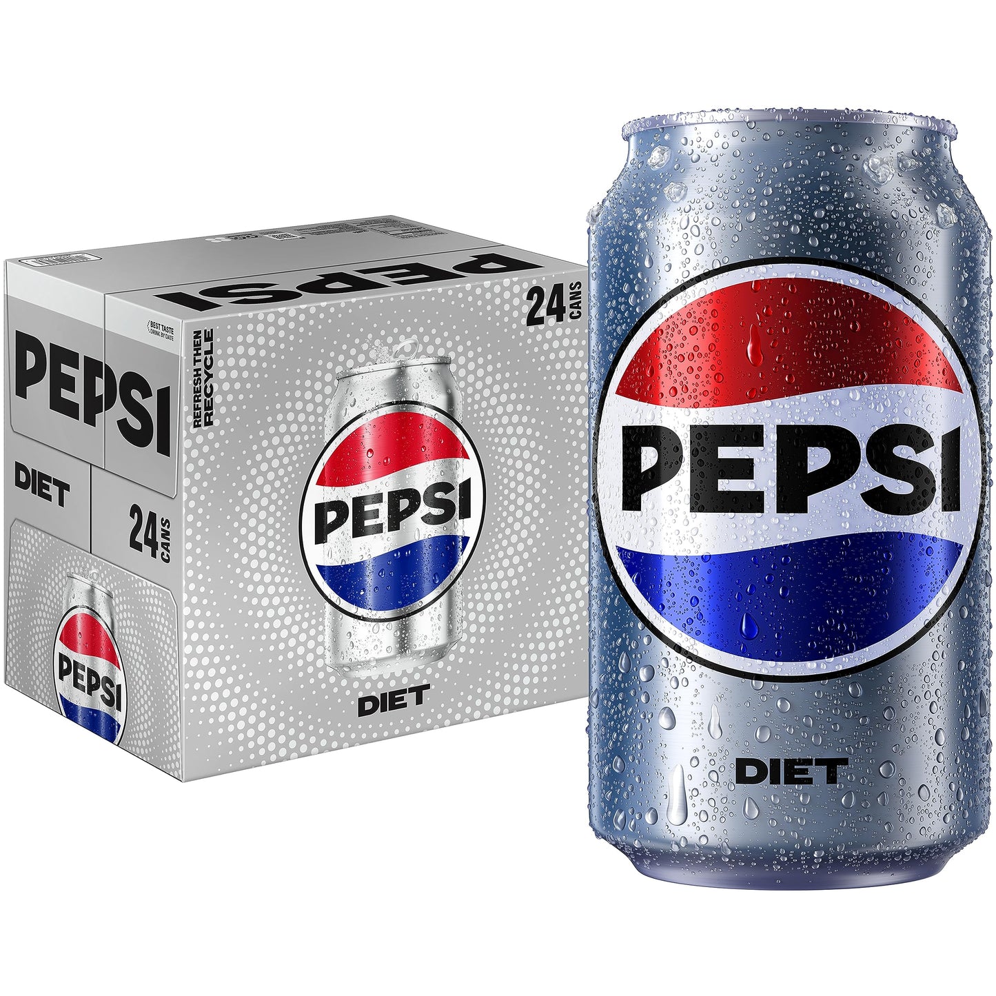 Pepsi Diet Cola Soda Pop, Zero Sugar, Zero Calorie, Sugar Free, 12 Fl Oz Cans (24 Pack) Diet 12 Fl Oz (pack Of 24)