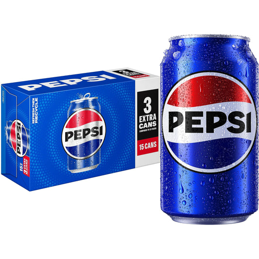 Pepsi Cola Soda Pop, 12oz Cans (15 Pack) Original 12 Fl Oz (pack Of 15)