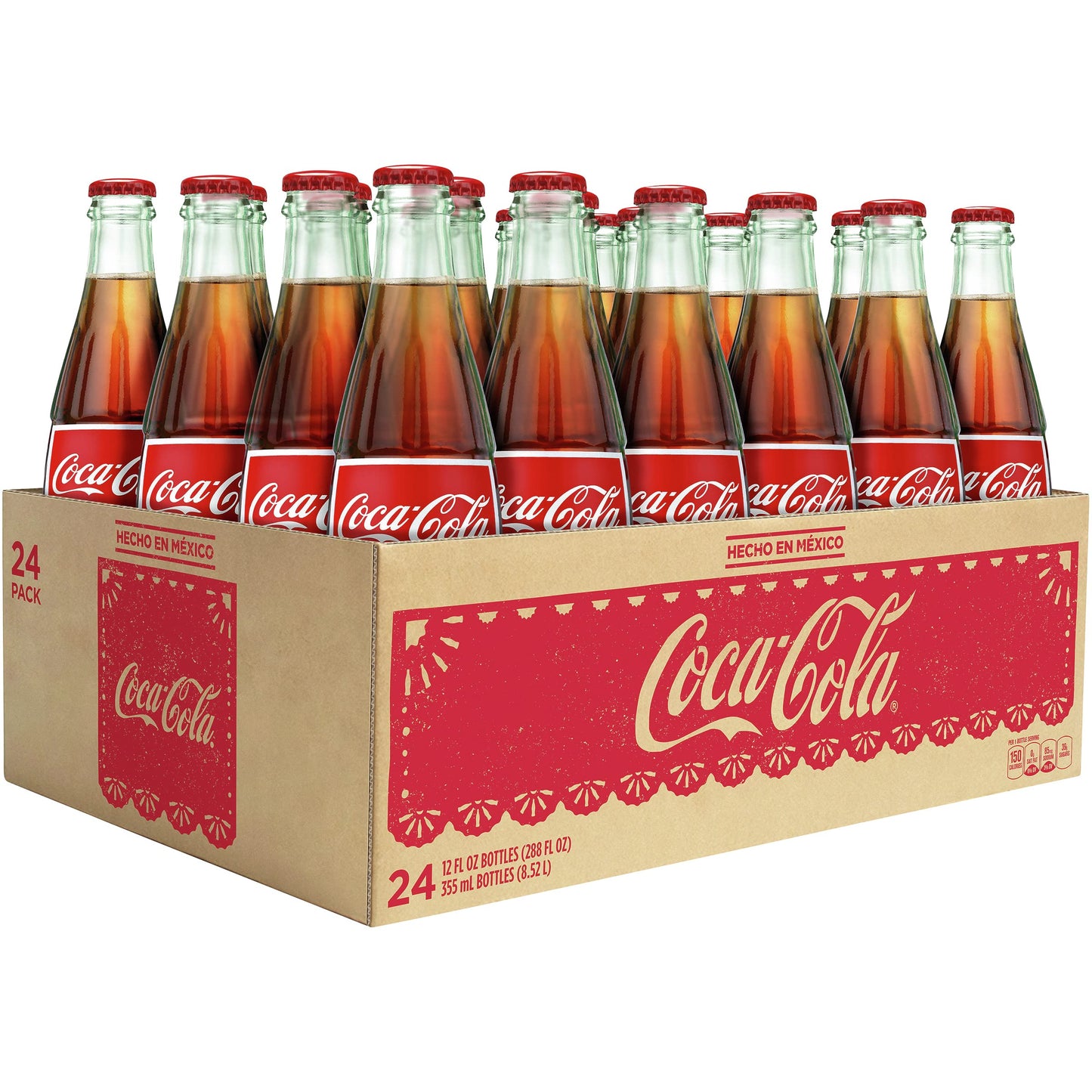 Coca-cola Mexican Coke Soda Soft Drink, Cane Sugar, 355 Ml, 24 Pack 12 Ounce Cola 12 Fl Oz (pack Of 24)